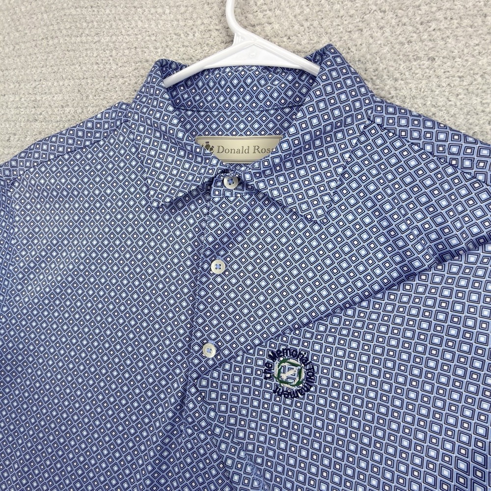 Donald Ross Golf Polo Shirt Mens M The Memorial Tournament Blue Geometric PGA